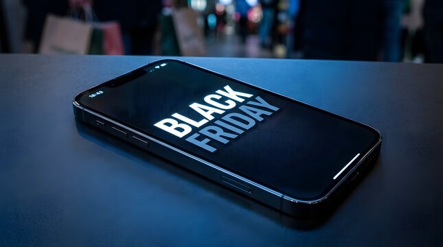 Black friday shopping sale concept on mobile phone screen
