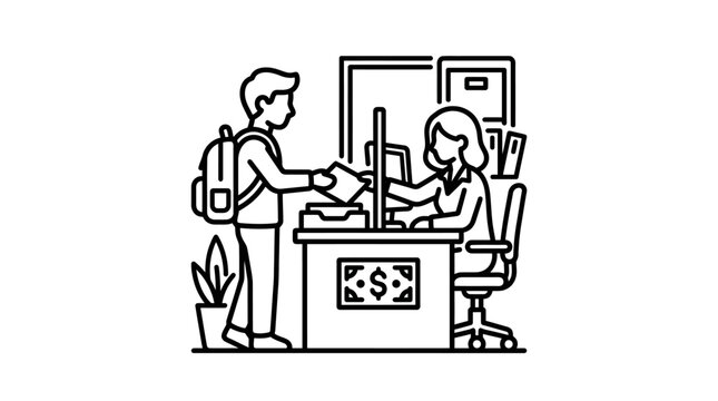 Student Paying Tuition Fees at Financial Office Desk