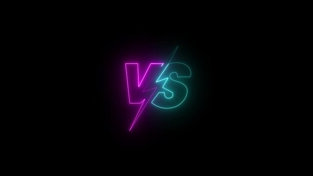 A dynamic VS and power icon features bold, Bold Contrasting Letters, Sharp Edges, and Battle Concept Symbolizing Competition, Rivalry, and Versus Conflict on black Background.