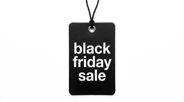 Black friday sale tag with white text on black background