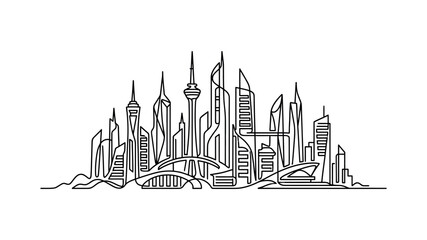 Fototapeta premium City skyline with tall buildings.
