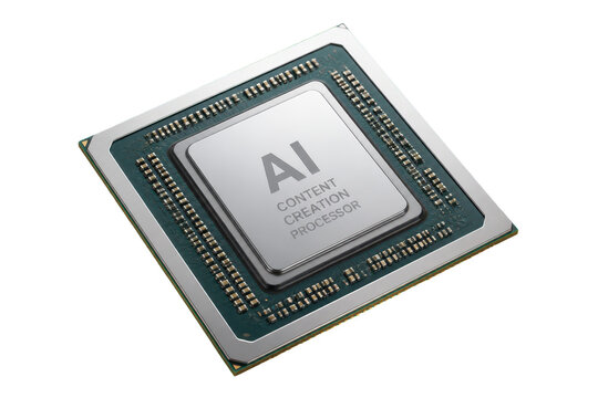 Close up of AI content creation processor chip