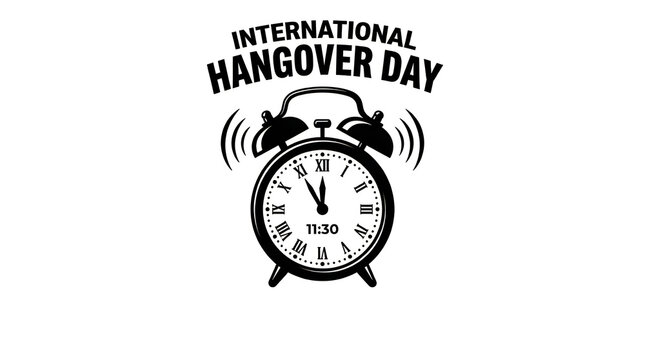  International Hangover Day Late Morning Alarm Clock Black Icon Vector