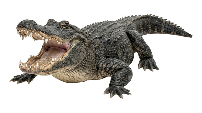 American alligator with mouth open showing sharp teeth and a dangerous predatory look, powerful reptile in natural habitat, wild predator creature aquatic.