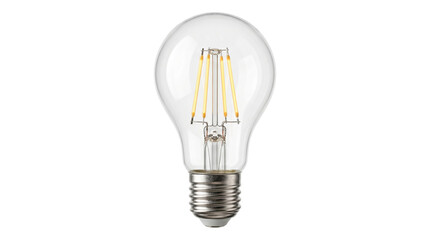 Vintage style led filament light bulb with clear glass and metallic screw base glowing warmly isolated on transparent background for energy concepts and ideas. © Png ProTeam