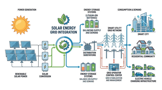 Solar Energy Grid Integration: Renewable Power to Smart City and EV Charging