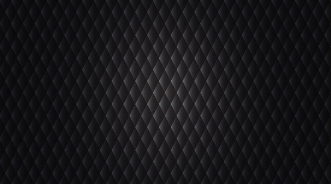 Seamless black luxury leather texture background with diamond gradient pattern.