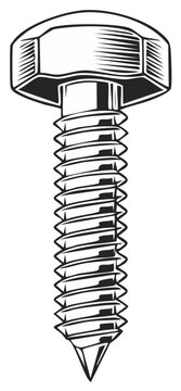 Detailed Hex Head Screw Vector Illustration Hardware Fastener Tool