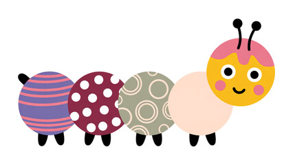 Colorful cartoon caterpillar and ladybug characters walking together Vector © Mst Nazma