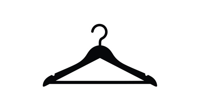 Clothes Hanger Silhouette On White Background Minimalist Design