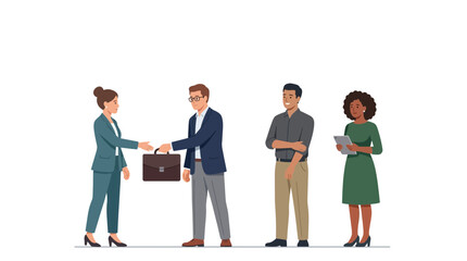 Obraz premium Business partners shaking hands after successful agreement meeting.