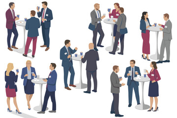 Fototapeta premium Isometric Business People Networking and Socializing at Cocktail Party