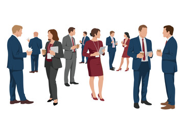 Fototapeta premium Diverse Business People Networking and Talking at Conference Illustration