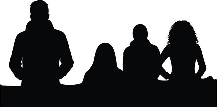 Silhouette of a group of four people standing together