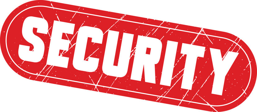 SECURITY: A red oval-shaped rubber stamp used for denoting items that contain private information requiring heightened safety measures.