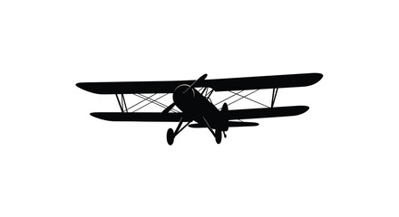 Biplane Silhouette Against A White Background Aviation Design Element © Munna