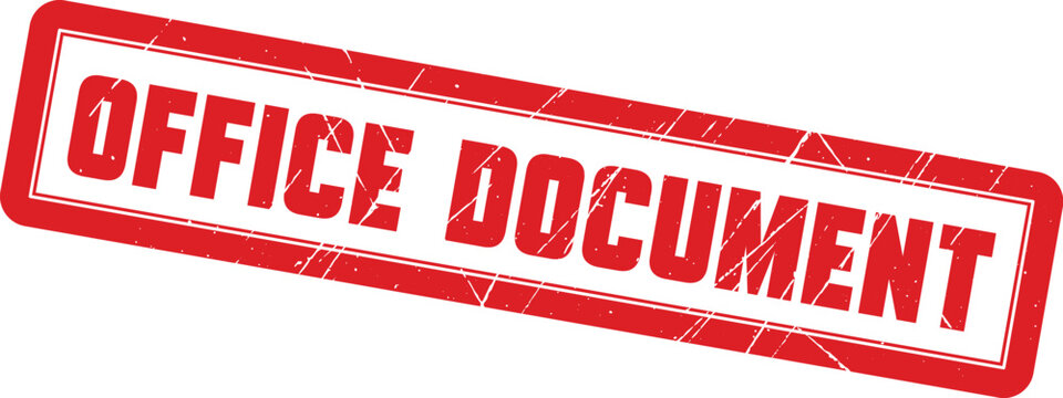 OFFICE DOCUMENT: A rectangular red rubber stamp design with a slightly worn texture on a clean white background.