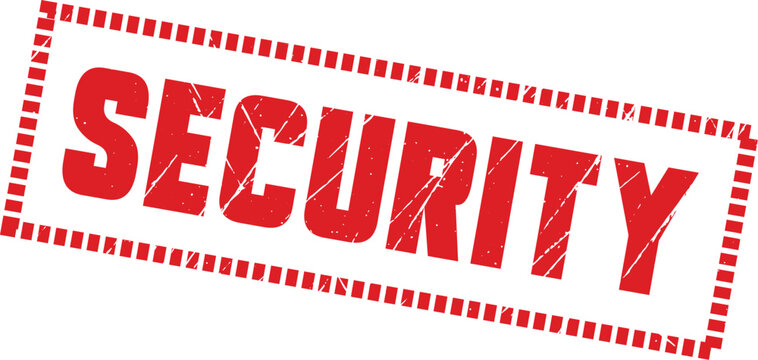 SECURITY: A high quality red dashed border stamp featuring the text SECURITY for marking official documents.