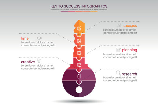 Vector infographic with key success concepts. Template with 4 steps for business.
