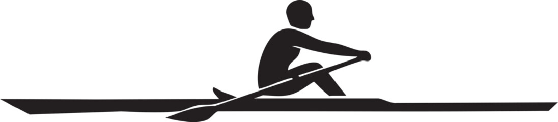 Rowing Athlete in Racing Shell Silhouette Vector Illustration © Alamgir