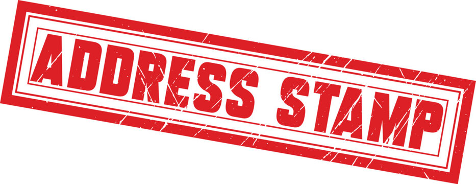 ADDRESS STAMP: A bold red rectangular rubber stamp mark used for marking outgoing mail and official paperwork