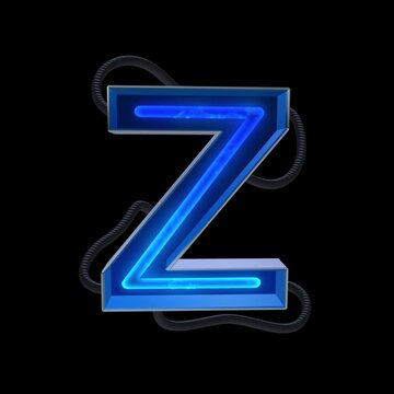 Futuristic Blue Neon Glow Letter Z Loop on Alpha Background