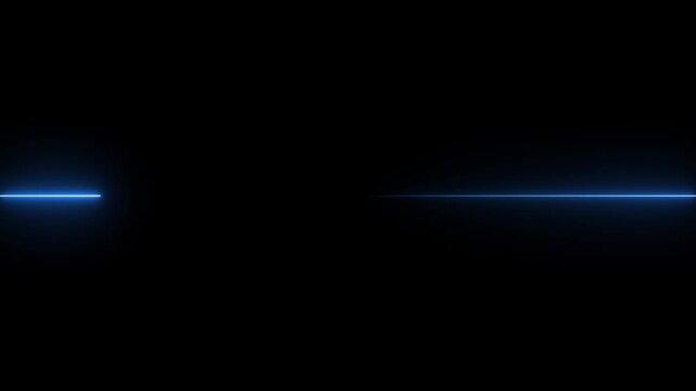 Straight neon laser line on a black background. glowing horizontal neon lines streaming across on the screen. Abstract beautiful neon line background.