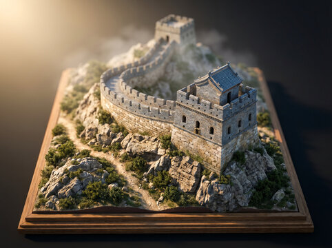 Great Wall of China Isometric Overhead Miniature Diorama