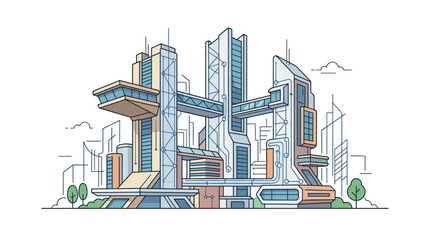 Obraz premium Futuristic cityscape with sleek skyscrapers and modern architecture illustration