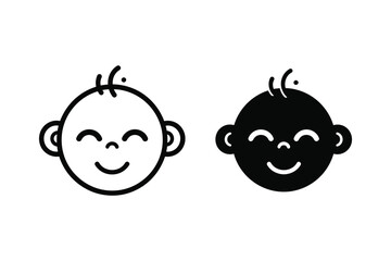 Two monkey faces smiling vector line illustration © hasina