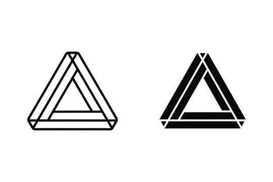Impossible Triangle Penrose Geometry Vector Illustration Set