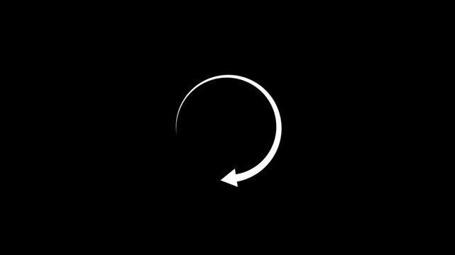 Circle arrow refresh and reload icon animation with loading progress on black background.