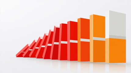 Fototapeta premium Visual Representation of a Domino Effect Showing a Row of Blocks Falling in Sequence Where One Block Knocks Over the Next in a Simple Design