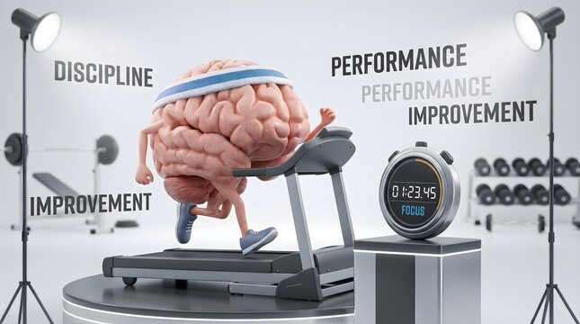 Human brain on scale with the words performance improvement and performance improvement.