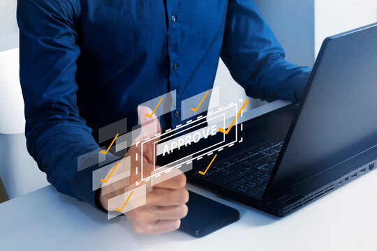 Business concept of project approval, project management system and project submission through project approval.