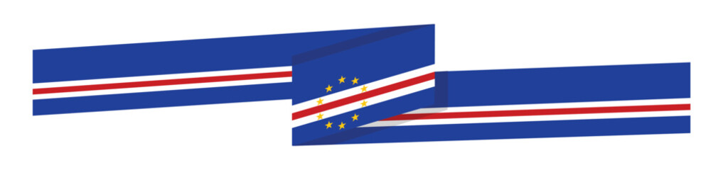 Obraz premium Cape Verde National Day Ribbon Banner with Cape Verde Flag Colors