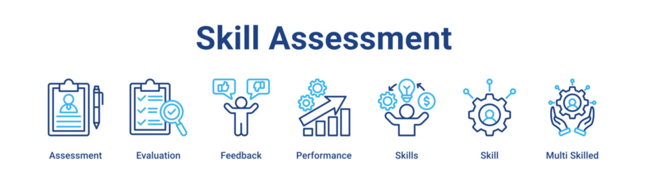 Skill Assessment web banner icon vector illustration concept for business with icon of Assessment, Evaluation, Feedback, Performance, Skills, Skill.