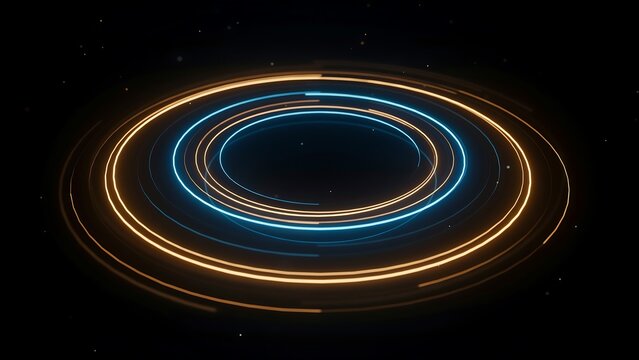Colorful light trails in oval race track at night