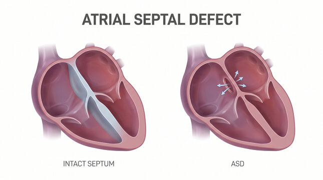 Atrial Septal Defect ASD Congenital Heart Condition Cross Section