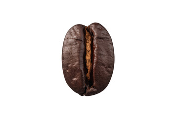 Naklejka premium Roasted coffee bean featuring its characteristic brown split, ready for brewing. Transparent background