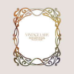 Elegant Art Nouveau frames with swirling floral motifs in warm orange, gold, and beige tones. Ideal for vintage posters, labels, invitations, badges, and luxury graphic designs. © Elen  Lane