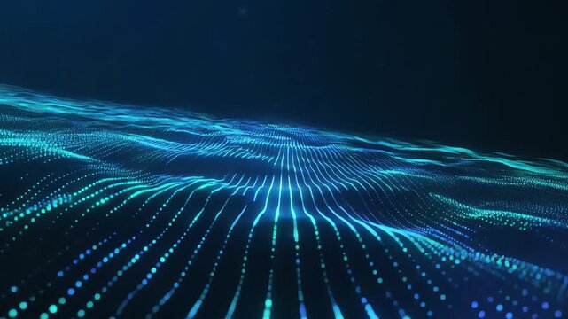 gif background abstract blue digital wave with glowing particles