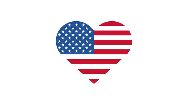 Patriotic heart flag animation for usa 250th independence day