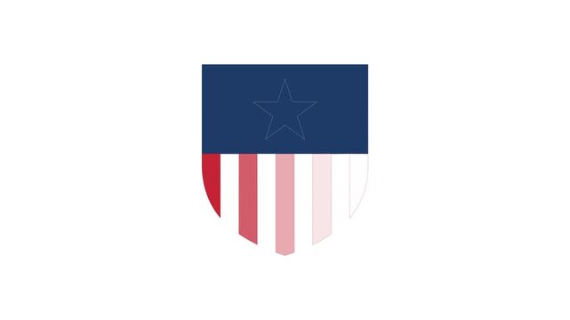 Patriotic shield icon animation for usa 250th independence day