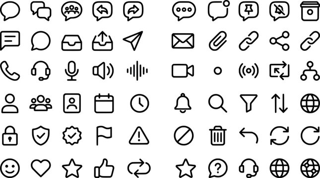 Set of communication and messaging line icons