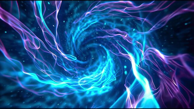 Cinematic Cosmic Vortex of Blue and Purple Nebula Clouds. 4K Video