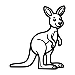 Obraz premium Cute Cartoon Kangaroo Vector Illustration Black Line Art for Kids Design