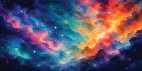 Colorful Cosmic Nebula Starfield Space Background © sabia