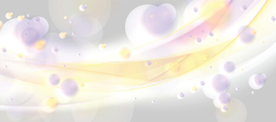 Abstract flowing waves with heart shapes and light effect on a gray background. © Azahar