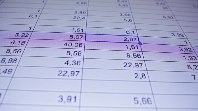 Table of digital documents with numbers in the foreground. Accounting and auditing concept. High quality 4k footage